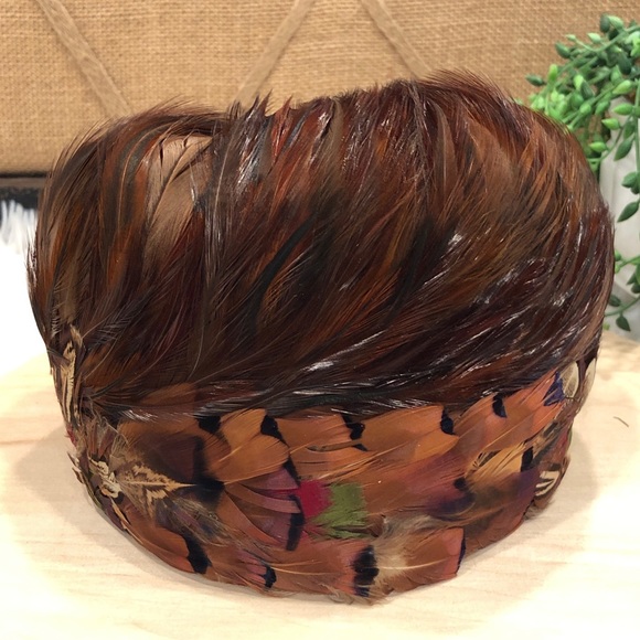 Vintage pheasant feather fascinator hat 1950s - Picture 3 of 10